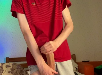 Skinny 55kg Guy Playing with His 23cm Heavy Meat