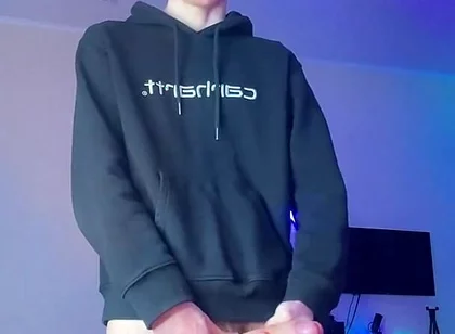 Skinny Boy Holding Back a Huge Cumshot Until It Hurts