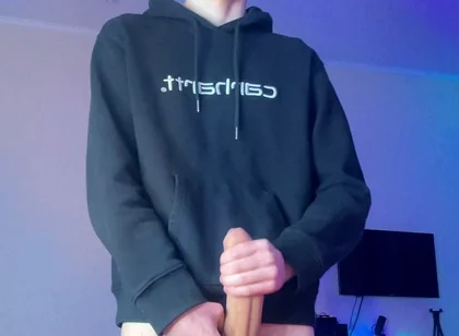 Skinny Boy Holding Back a Huge Cumshot Until It Hurts
