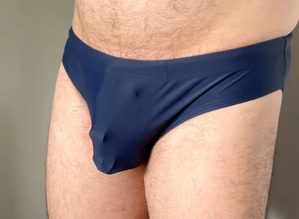 New Blue Speedo and Chastity Cage