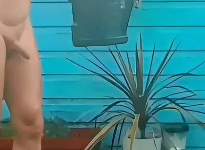 Naked Gardening & Huge Buttplug