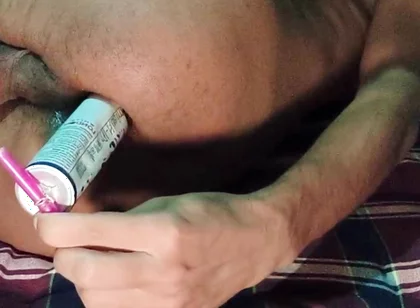 Gay Huge Ass Gape with Homemade Dildo