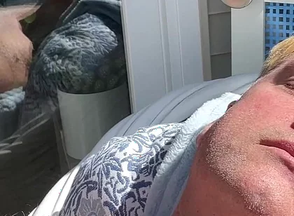 Hunk Stepdaddy Bear Naked Sunbathing in the Veranda 1
