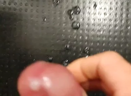 Moaning as I Squirt My White, and Thick Cum All Over the Floor with My Thick, Shaved, Cock