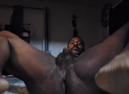 Presenting My Ass and Stroking My Big Black Cock