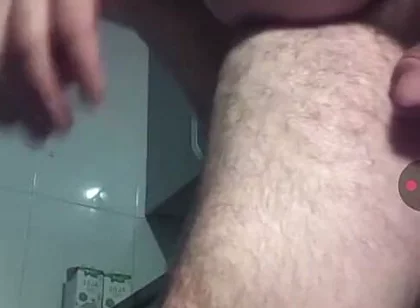 Handsome Mature Chubby with Big Fat Cock Masturbating and Fucking My Tight Ass in Close-up