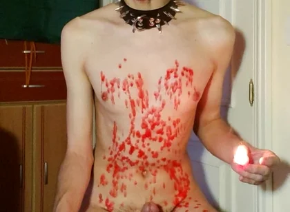 Slave Pouring Hot Wax and Jerking off