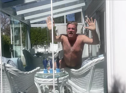 Hunk Stepdaddy Bear Naked Sunbathing in the Veranda 4