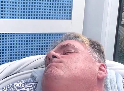 Hunk Stepdaddy Bear Naked Sunbathing in the Veranda 6