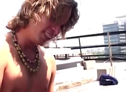 Bareback Rooftop Scene-1 Gay Friends Fucking Hard on the Rooftop