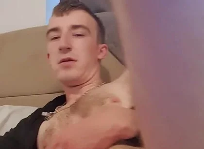 Skinny Lad Trys to Fuck Himself with Huge Cock