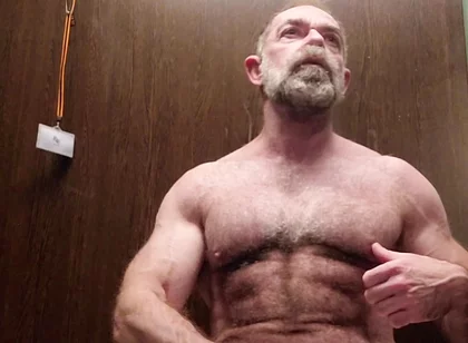 Hairy Stepdaddy Solo in Lockerroom