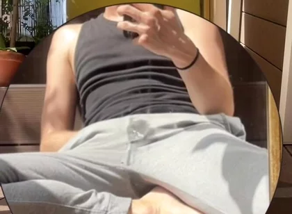 Amateur Boy Wets His Grey Sweatpants