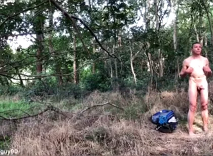 Naked Dude Cruisung in the Woods