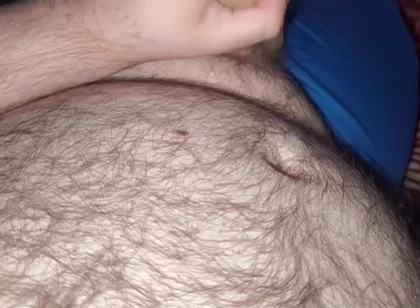 Fat Bear Jacking off & Cumming on Hairy Belly