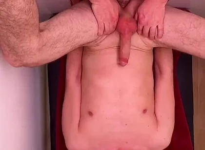 Bare Anal Sex with Sweet Ginger Boy at the Gloryhole - Blindfolded & Ballgagged