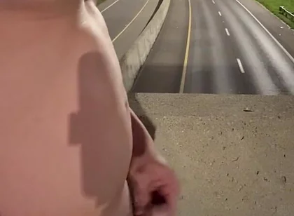 Asian Muscle Hunk Strips Naked on the Bridge - Ripped Flexing & Massive Cumshot