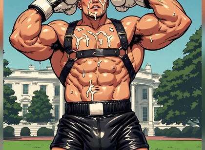 Asian Cum Covered Muscle Men Art