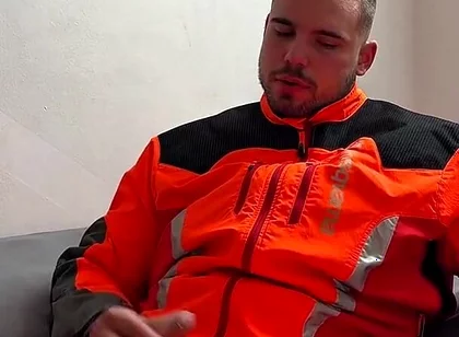 Tyler Blake Hivis Workwear, Muscle Flex, Dildo Play, Jerking off in Gear.
