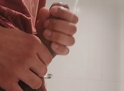 Cumshow in the Bathroom at Work