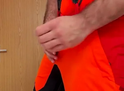 Tyler Blake Jerking off in Hivis Lumberjack Workwear - Muscle Flexes & Explosive Cumshot