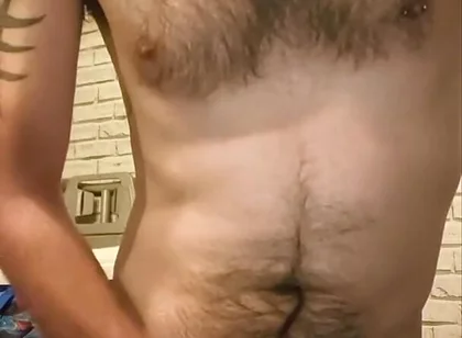 Big Dick Wanking and Smoking Topless
