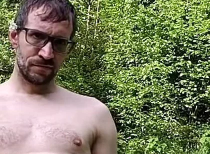 Masturbating Outside in the Woods Completely Naked, Huge Cumshot