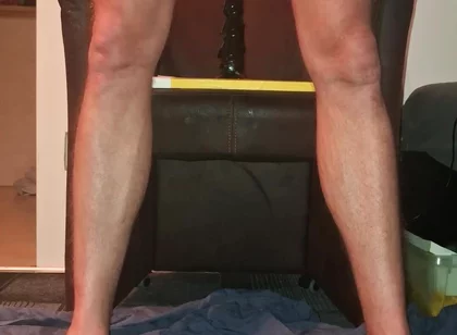 Hot Gay with Beautiful Feet Rides Dildo and Has Pissing Orgasm