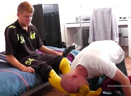 Soccer master stinky feet socks licking