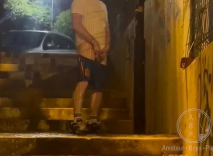 Straight Boy Caught Peeing in the Street for the Second Time in the Same Night - Homemade Video