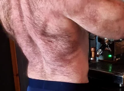 Muscle Bear Has Coffee