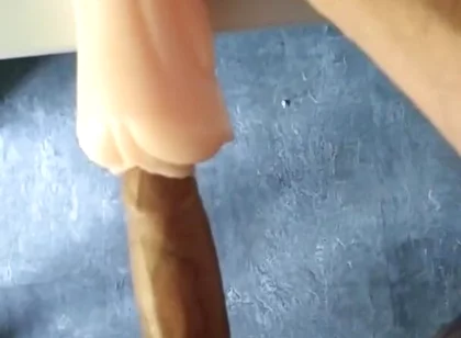 Perverted Pig Uses This Toy to Insert His Big Hard Wet Cock, and Cums Inside Obviously Bareback