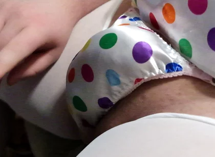 Rainbow Polka Dot Satin Thong Play