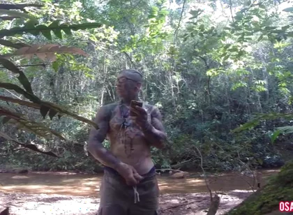 Handjob in the Waterfall Cumming with Soft Cock