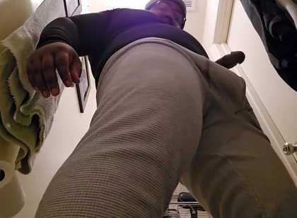 Black Stepdaddy Nuts in Bathroom After Work