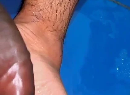 Hairy Curved Cock Cums Twice - Pink Head Foot Play & Massive Cumshots