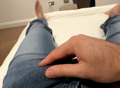 POV Solo Masturbation in Blue Jeans - Cumming in Fleshlight