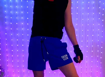 Fitness Workout in Blue Ck Shorts