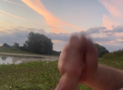 Playing in the Morning at a Lake