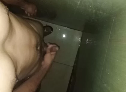 Hairy Slim Man Masturbates in the Shower at Home
