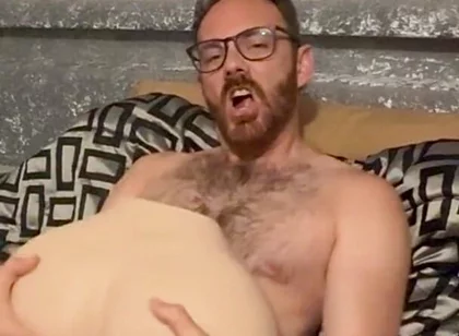 Stroking the Tip of My Big Dick with My Ass Doll