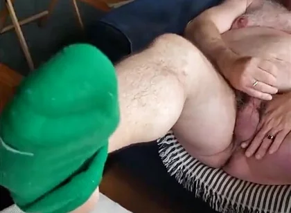 Bear Jerks off in Green Socks