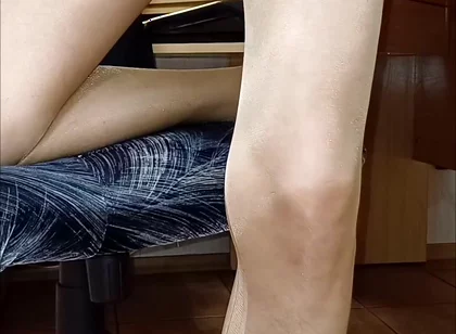 Handjob in Pantyhose After Work