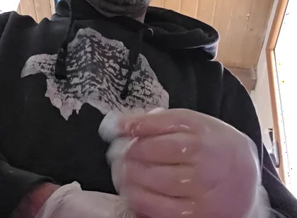 Straight Boy Jerks off on the Construction Site with Latex Gloves.