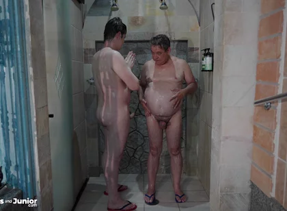 Stepdaddy Taking a Shower with His Boy