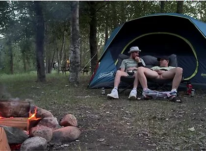 Sucking His Mushroom Head While Camping