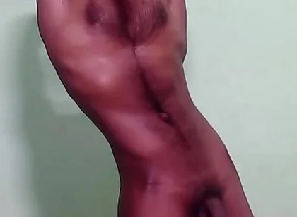 Hot Indian Boy Strips Underwear, Flexes Sweaty Lean Body, Jerks Thick Cock & Sniffs It