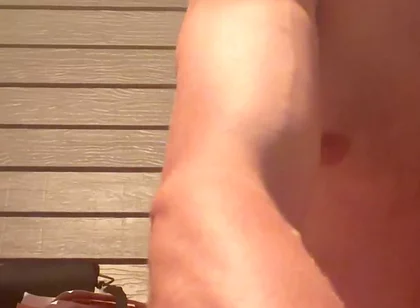 Sitting Down Naked, Showing the Biceps, Grown Man Chest Huge Bust Close