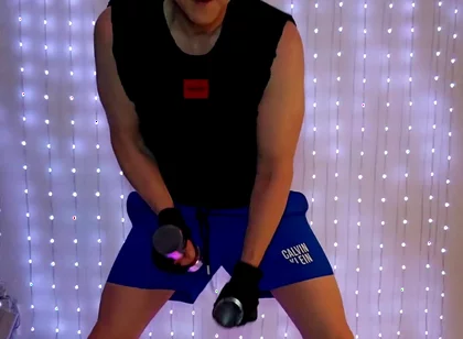 Fitness Workout in Blue Ck Shorts
