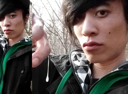 Outdoors, Jon Arteen Masturbates His Tumescent Twink Cock, Ejaculates Cum That Sticks to His Fingers and Slowly Drips.
